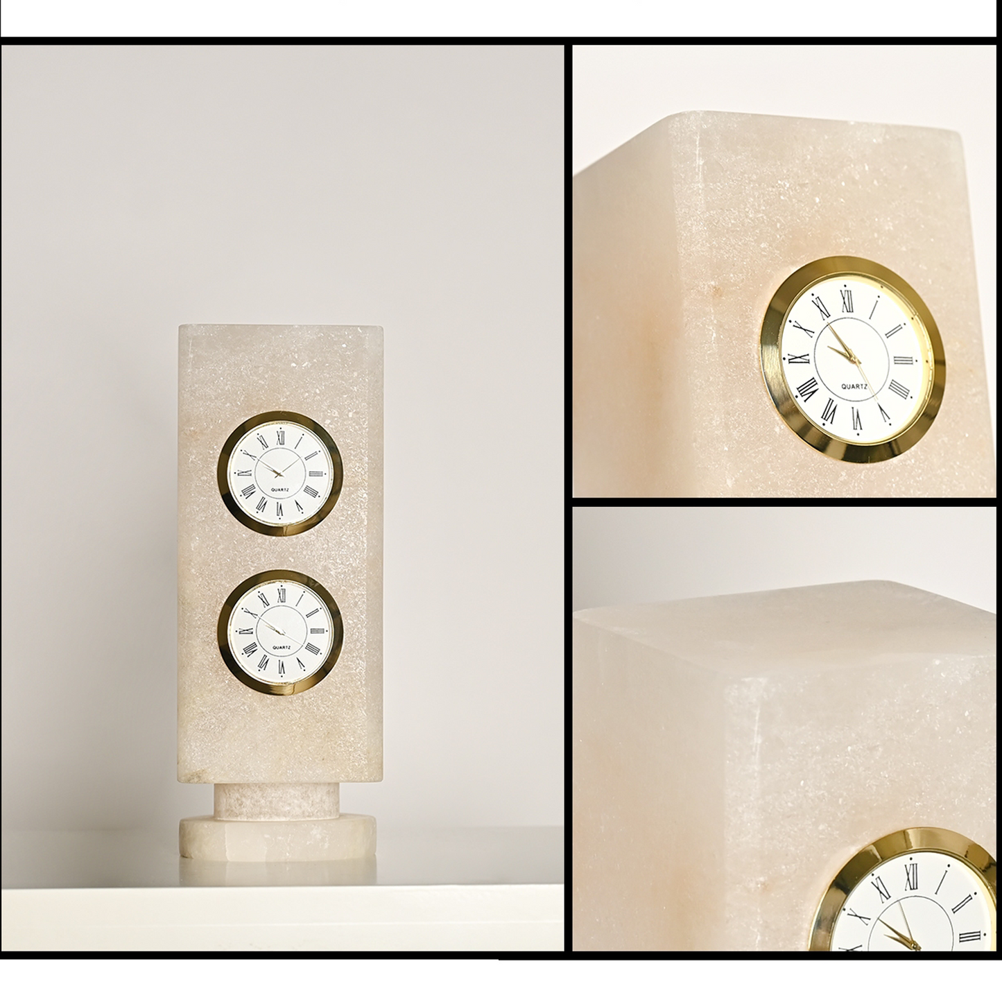 Handcrafted Alabaster Twin Clock