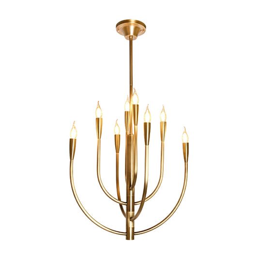 American-Style Antique Brass Chandelier with 8 Holders