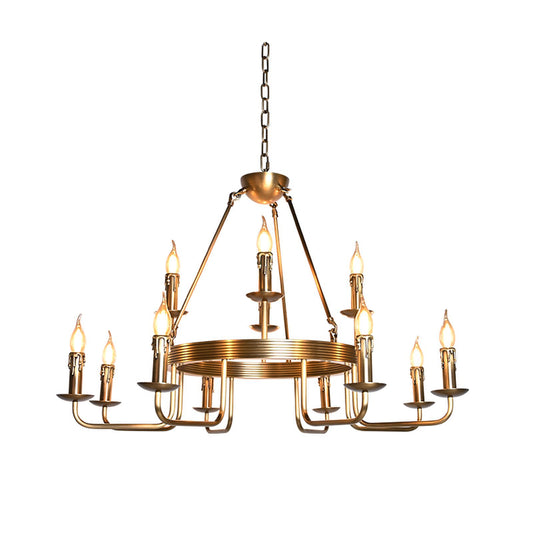 Classic Antique Brass Candle Chandelier with 12 Holders | Timeless American Style