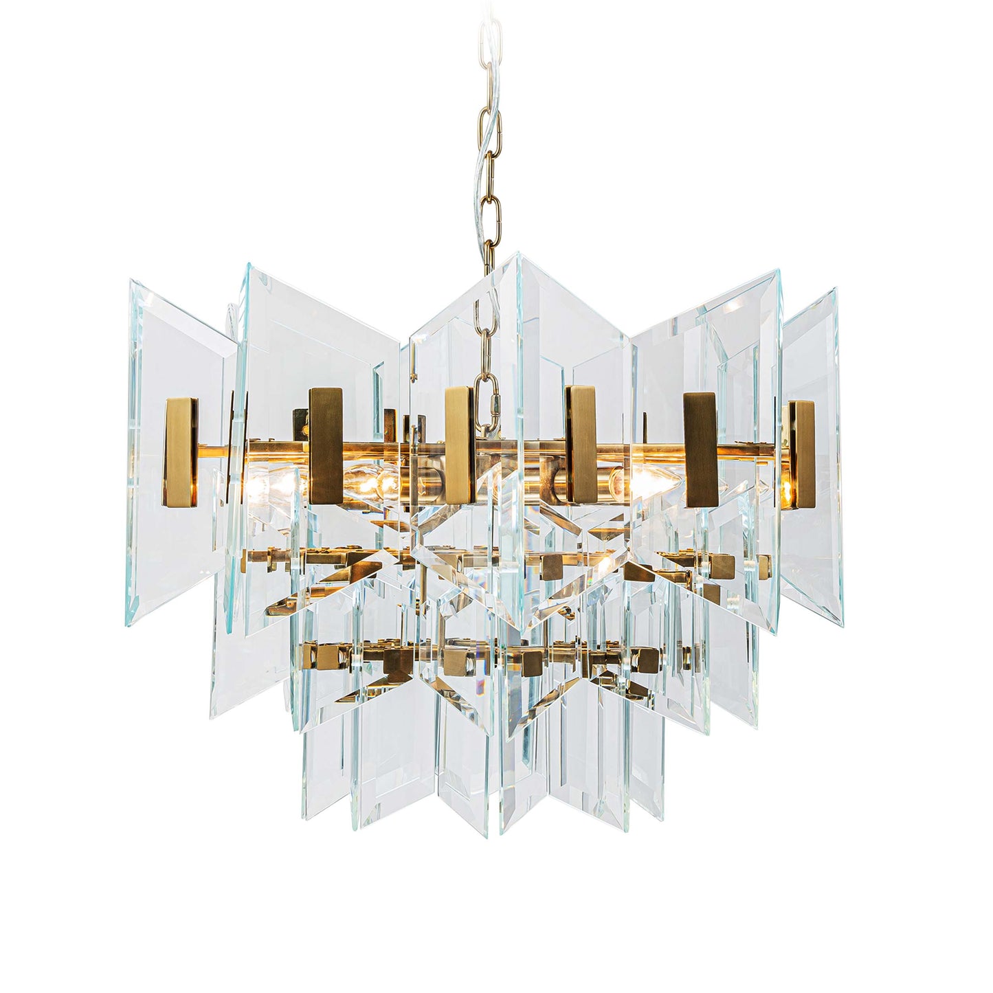 Modern Simple Glass and Steel Chandelier