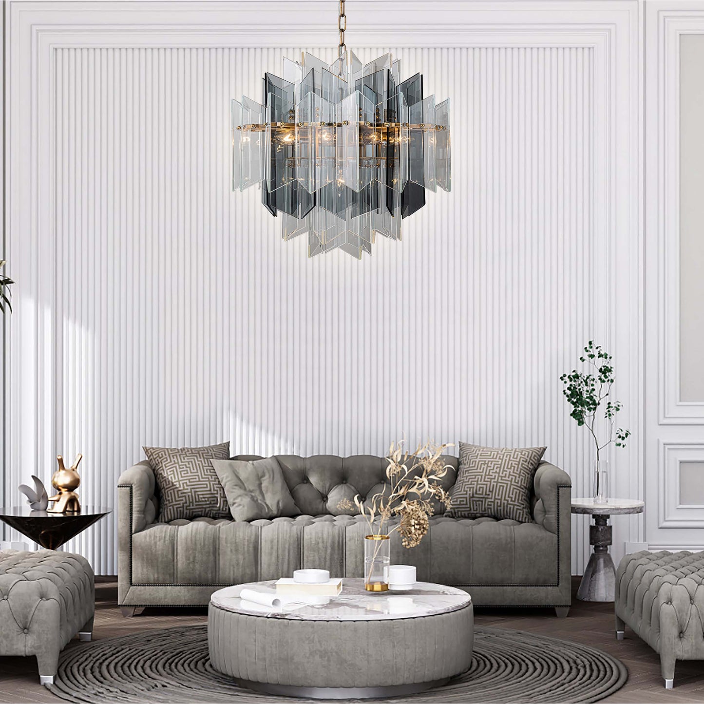 Modern Simple Cross Smoked Glass Chandelier