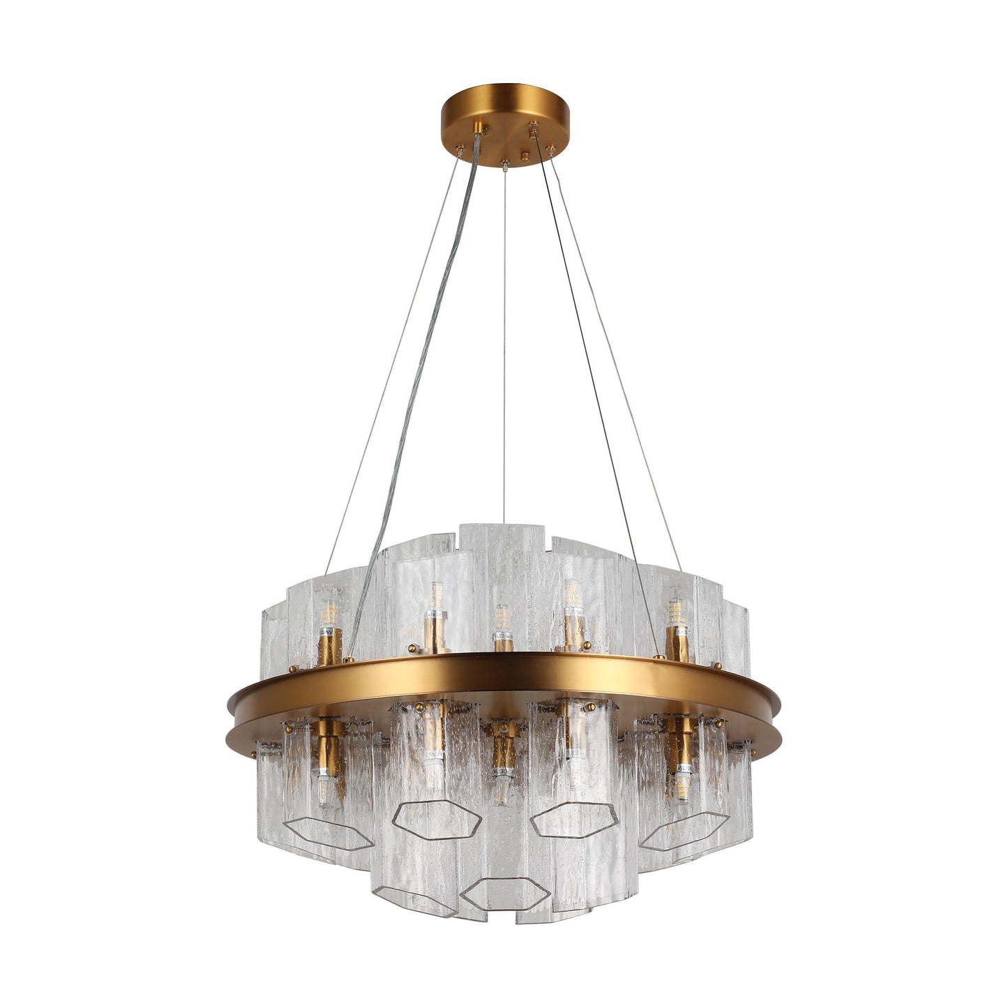 Modern Hexagonal Glass Chandelier