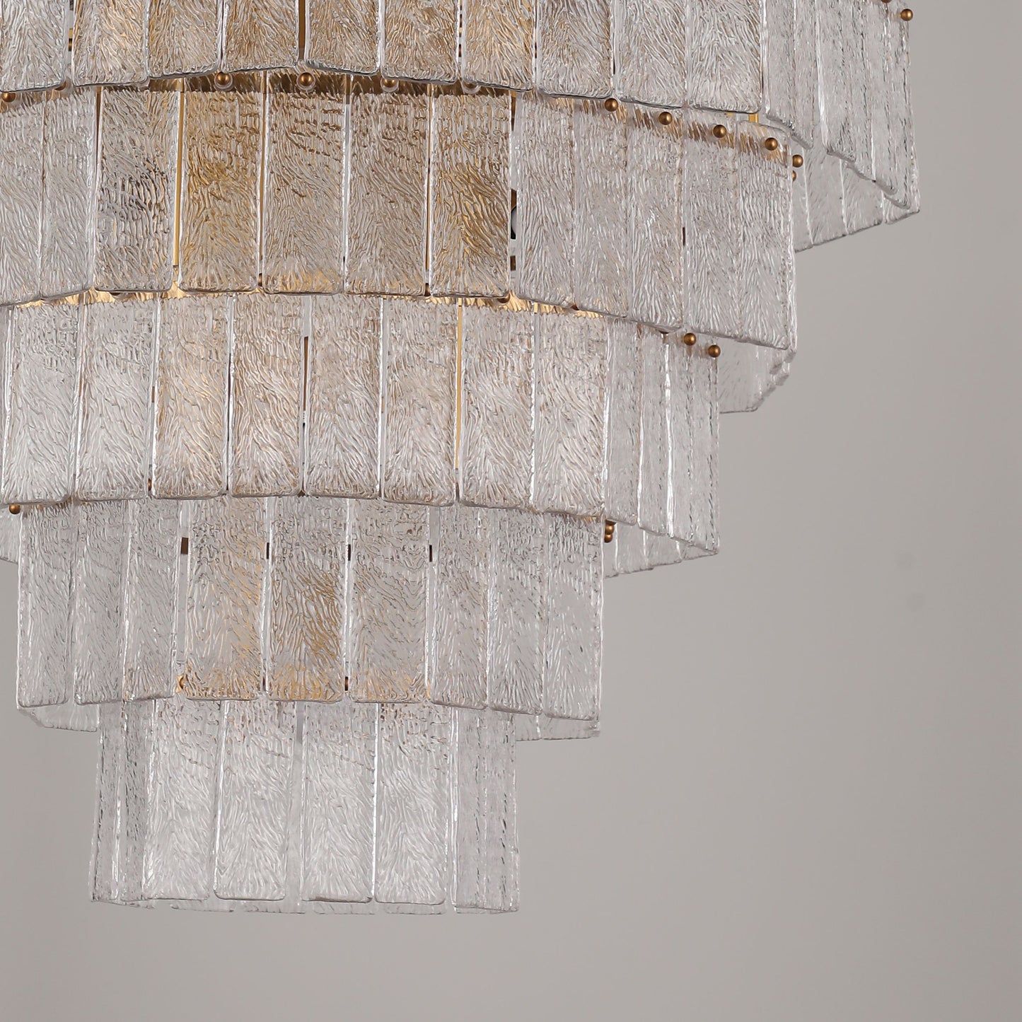 Octagonal Glacier Textured Glass Chandelier