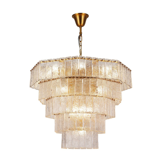 Octagonal Glacier Textured Glass Chandelier