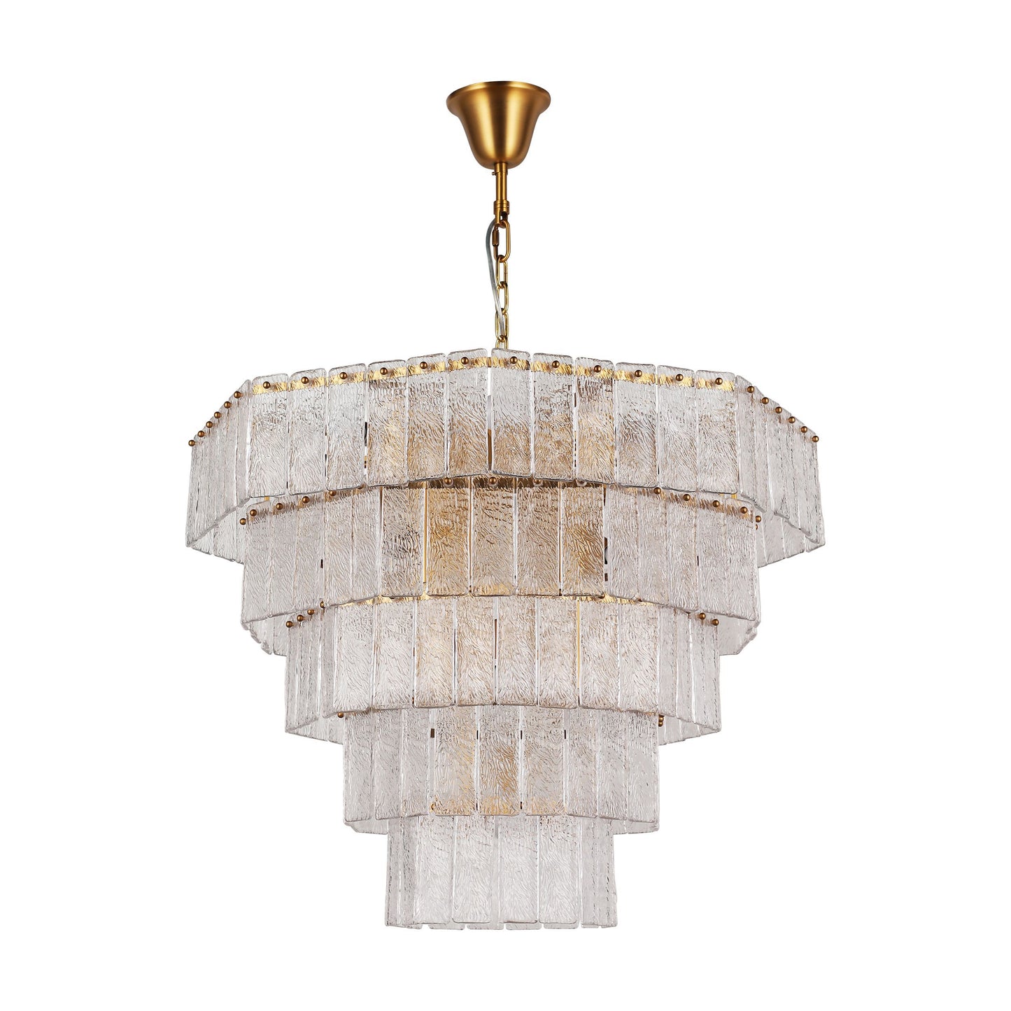 Octagonal Glacier Textured Glass Chandelier