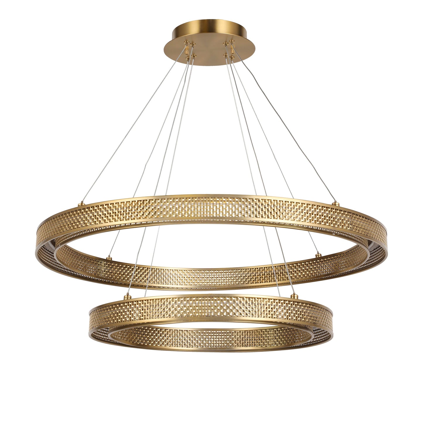 Modern Double Ring Mesh Pendant Light