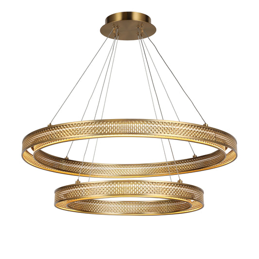 Modern Double Ring Mesh Pendant Light