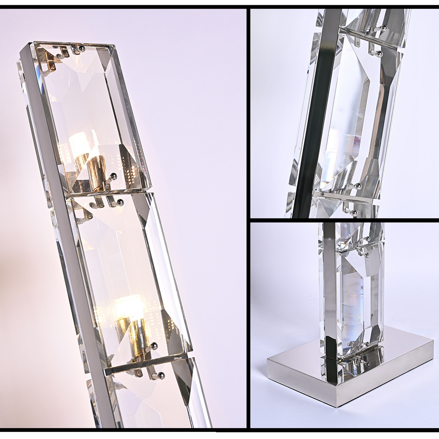 Regal Pyramid Crystal Glass Floor Lamp