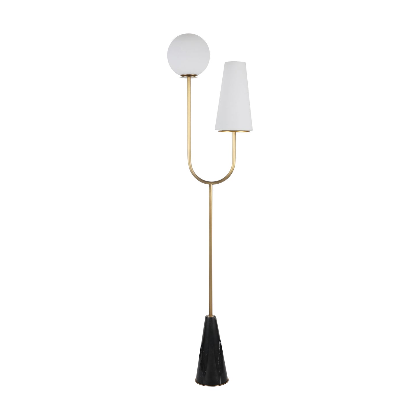 Glass floor lamp with black marble base