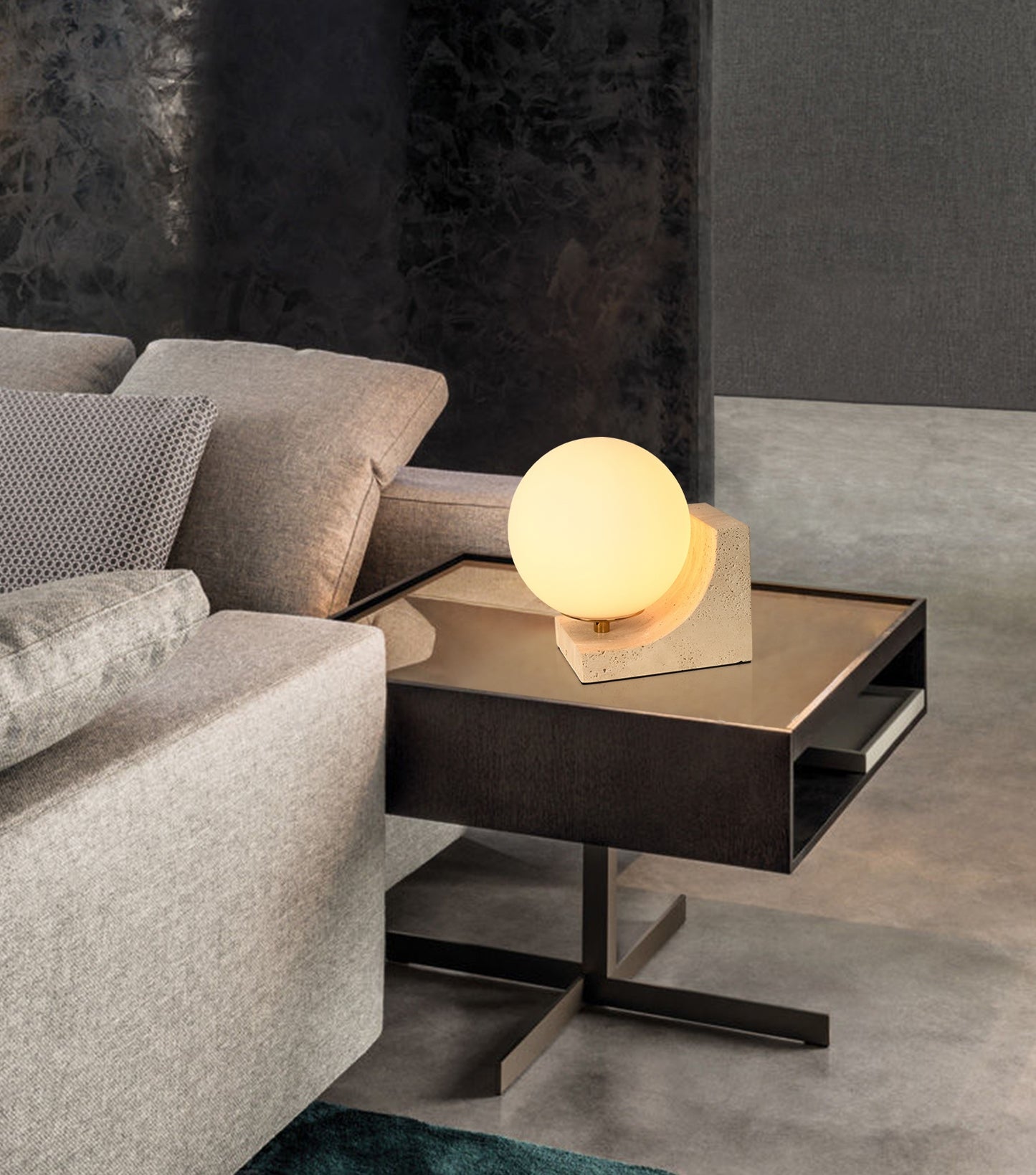 Travertine Slop Sunshine Milchglaskugel-Seitenlampe