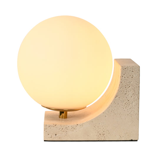 Travertine Slop Sunshine Milky Glass Ball Side Lamp