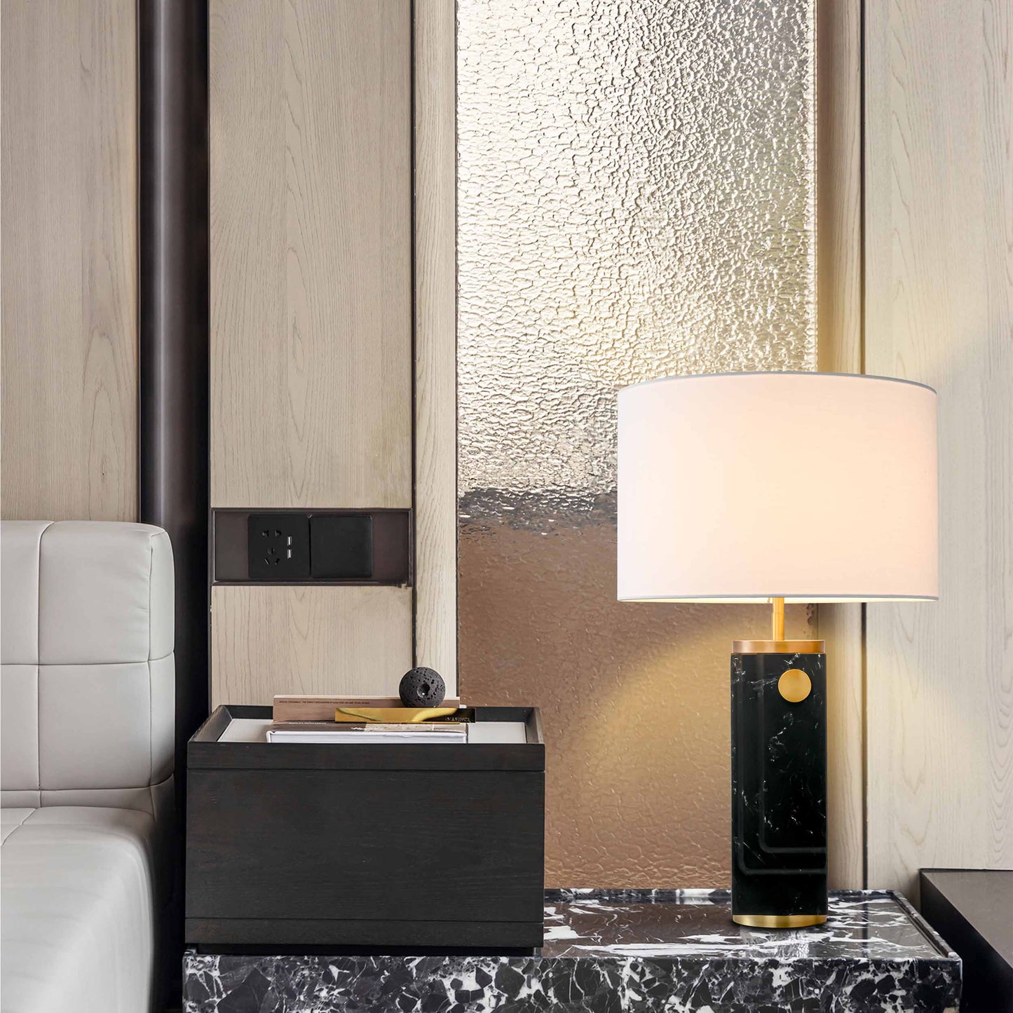 Elegant Black Marble Table Lamp