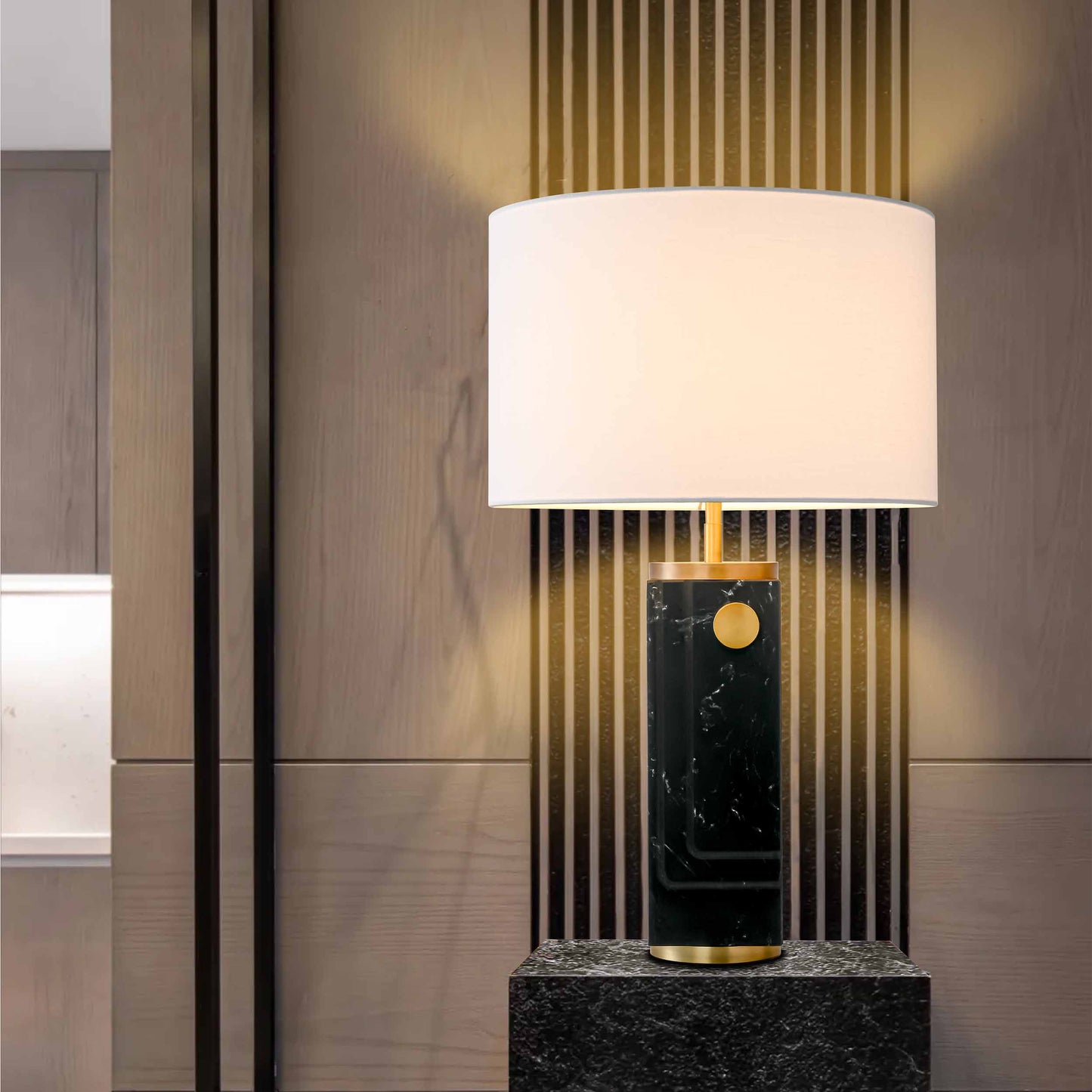 Elegant Black Marble Table Lamp