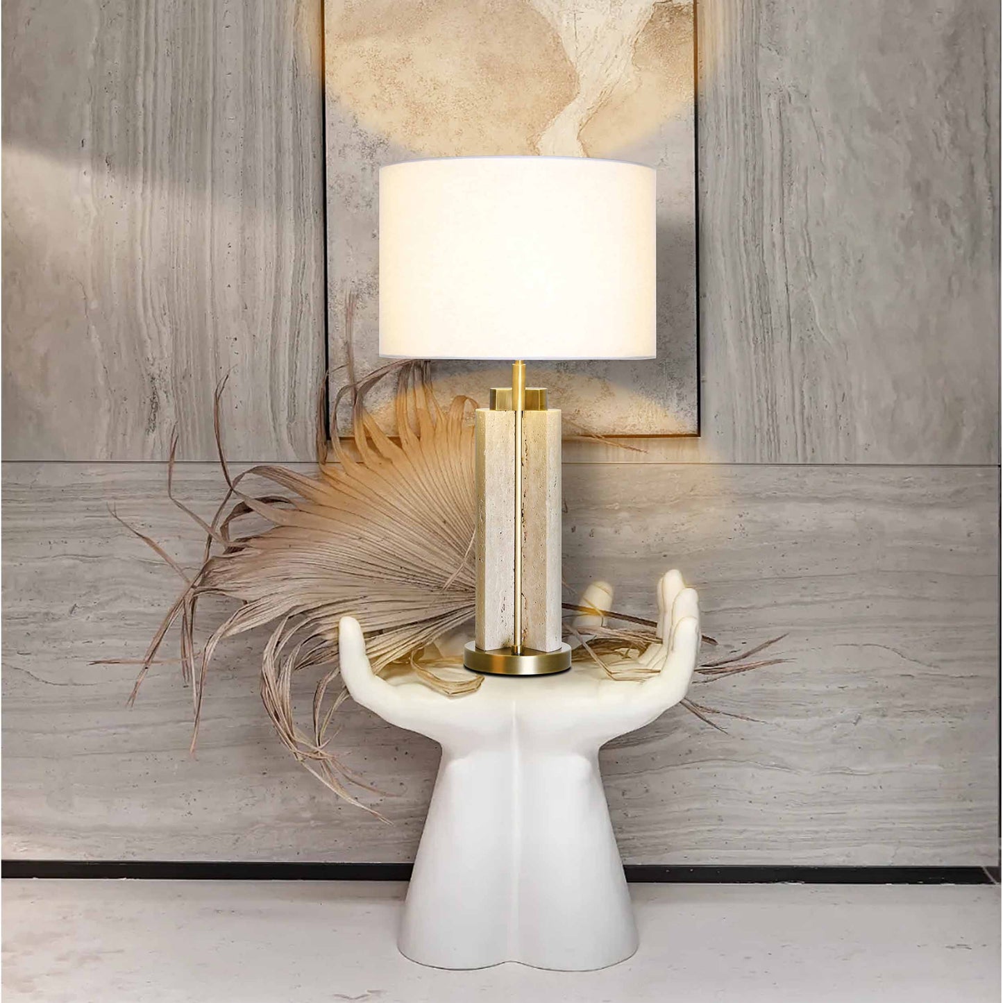 Luxurious Yellow Marble Table Lamp