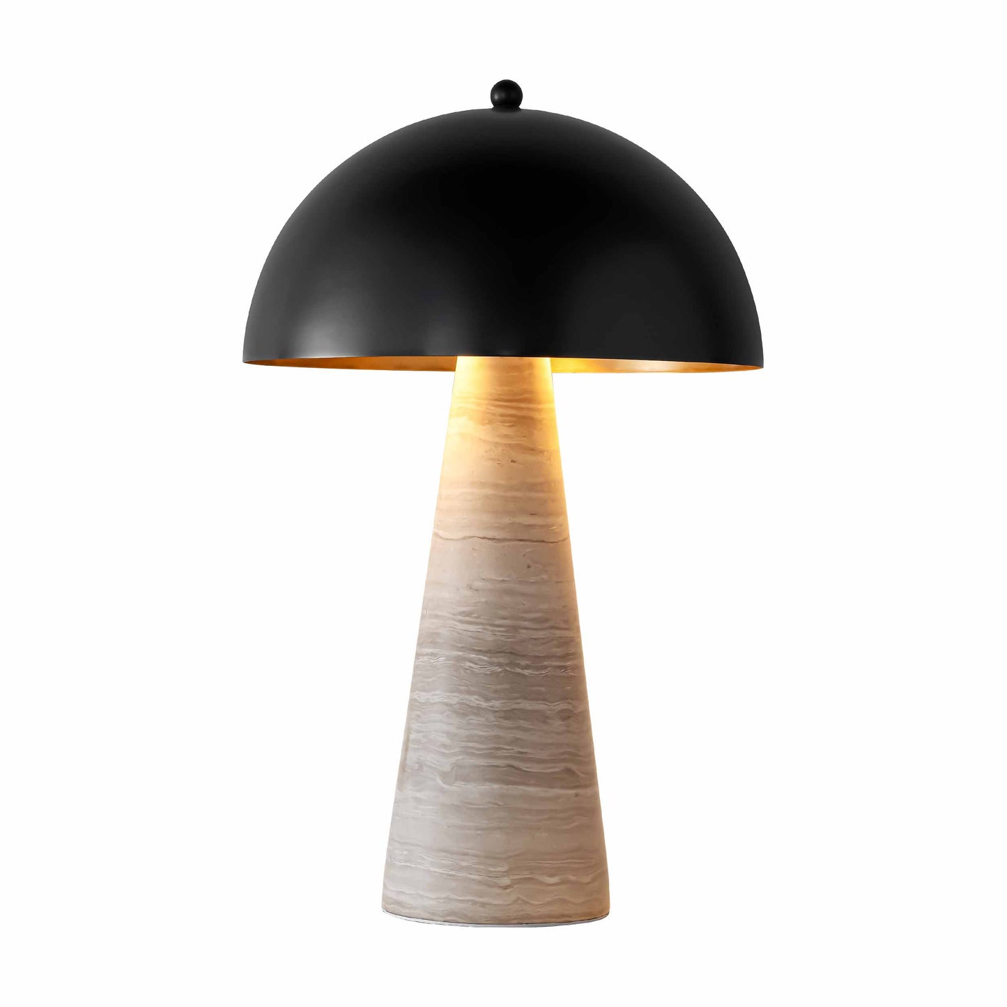 Modern Travertine and Steel Table Lamp