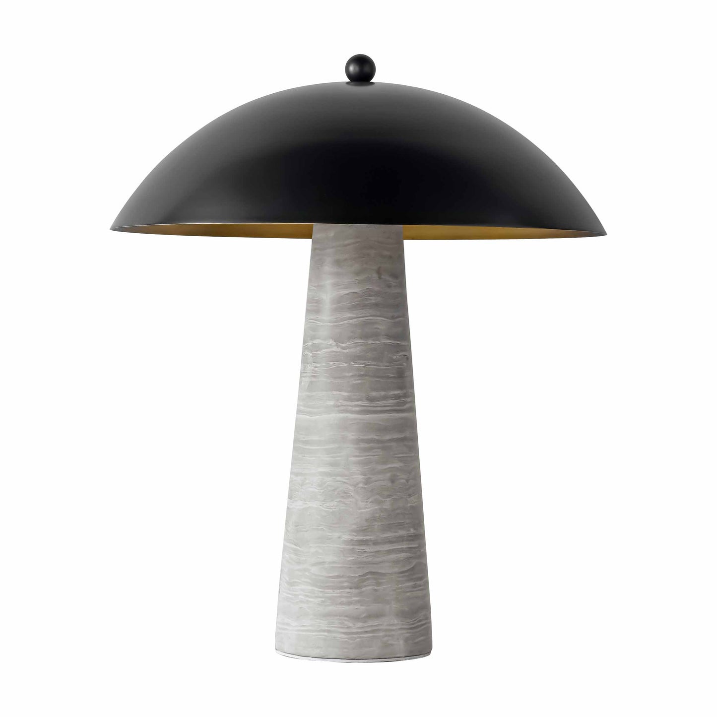 Minimalist Gray Marble Table Lamp with Metal Shade