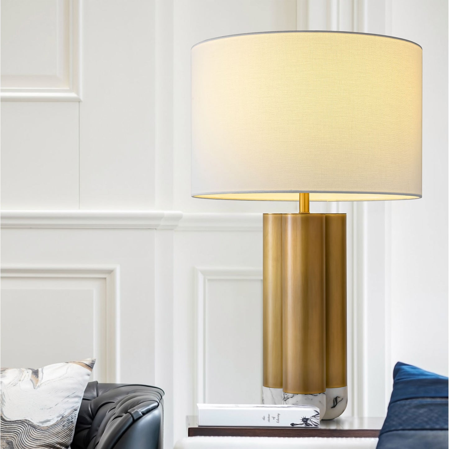 Modern Luxury Steel and Marble Table Lamp