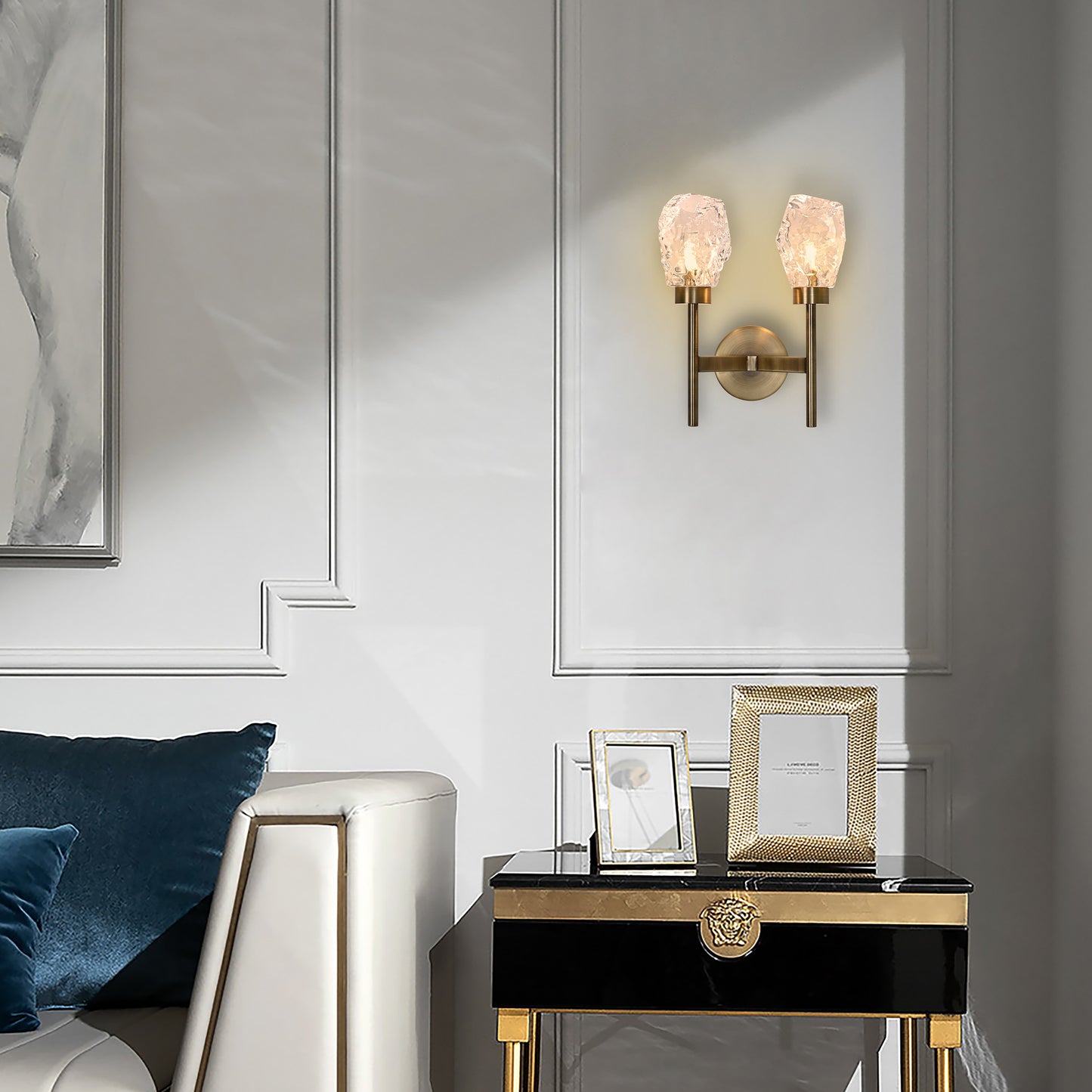 Moderne, luxuriöse Kristall-Wandlampe | Elegantes Stahldesign