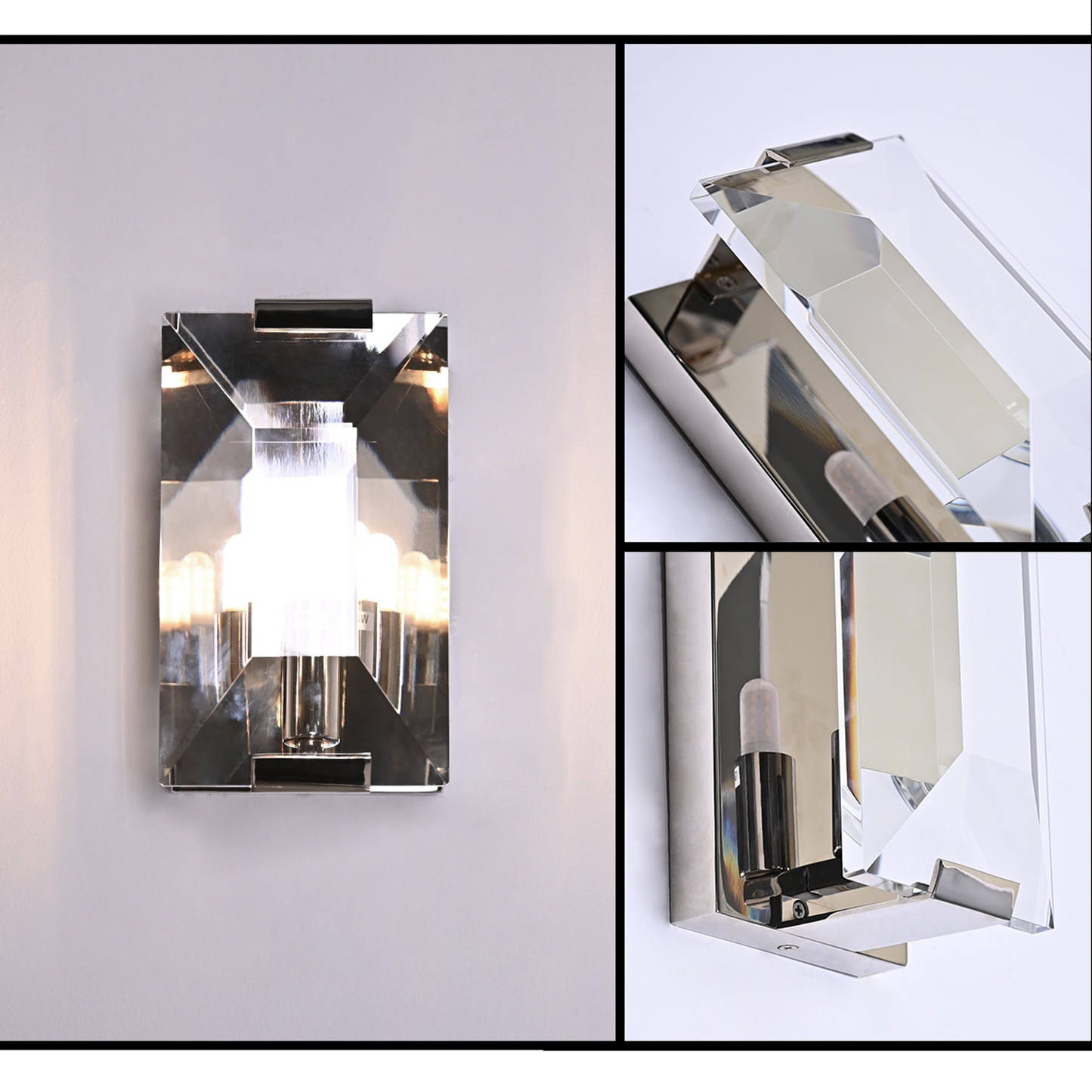 Elegant Smoky Crystal Glass Wall Lights | Classic Minimalist Design