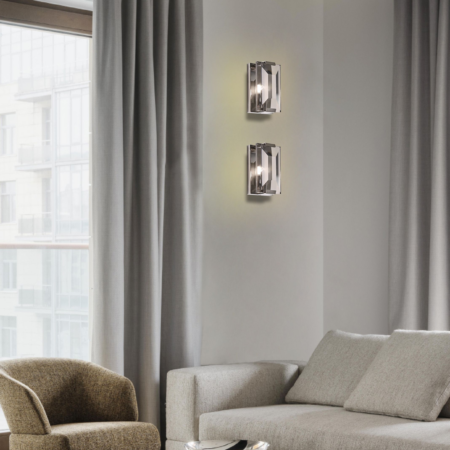 Elegant Smoky Crystal Glass Wall Lights | Classic Minimalist Design