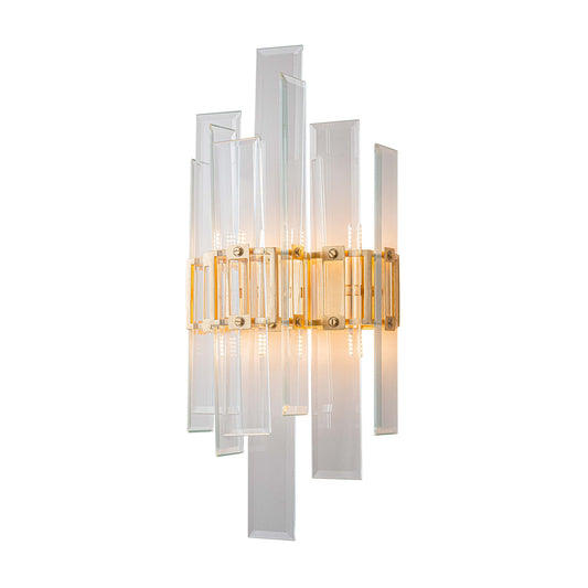 Layered glass panels wall lamp