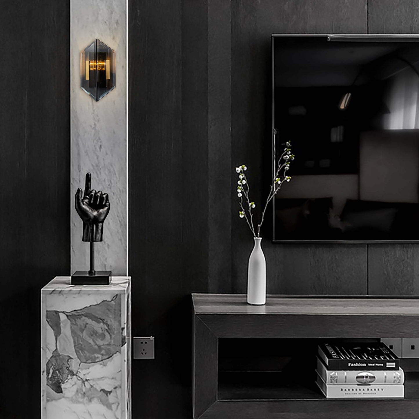 Elegant Luxe Glass and Steel Wall Sconce