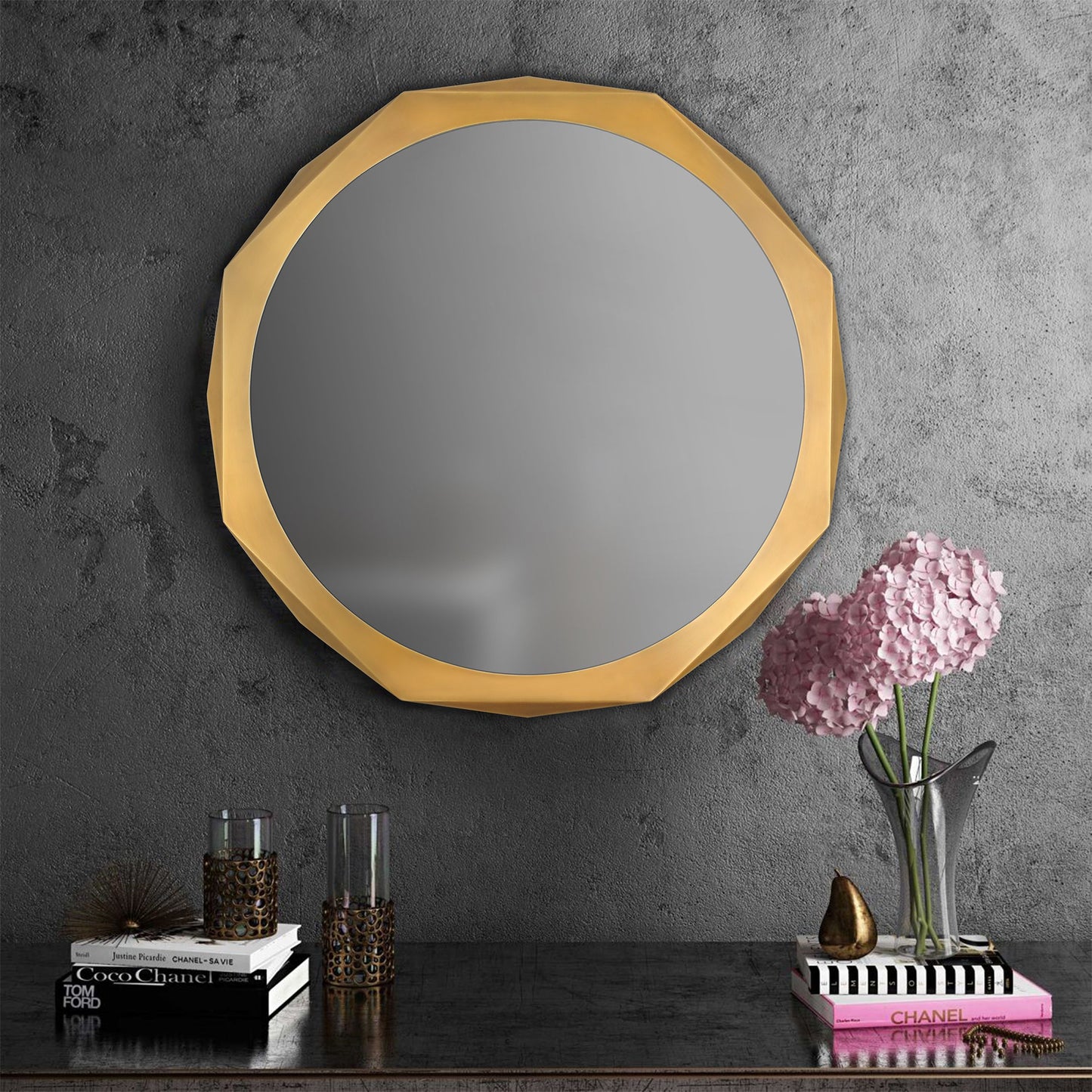 Antique Brass Octagonal Mirror